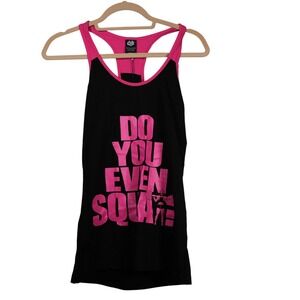 DOYOUEVEN Workout Tank Top‎ Racerback Graphic Fitness Gym Black Pink Medium